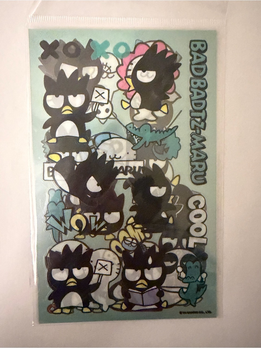 Sanrio Bad Badtz-Maru Black Character 4Sticker Sheets- Teal Background